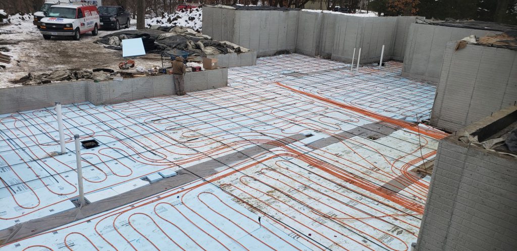 Basement Heat Tubes, Non-Transitional Concrete Pour, heated basement floor, Des Moines, IA