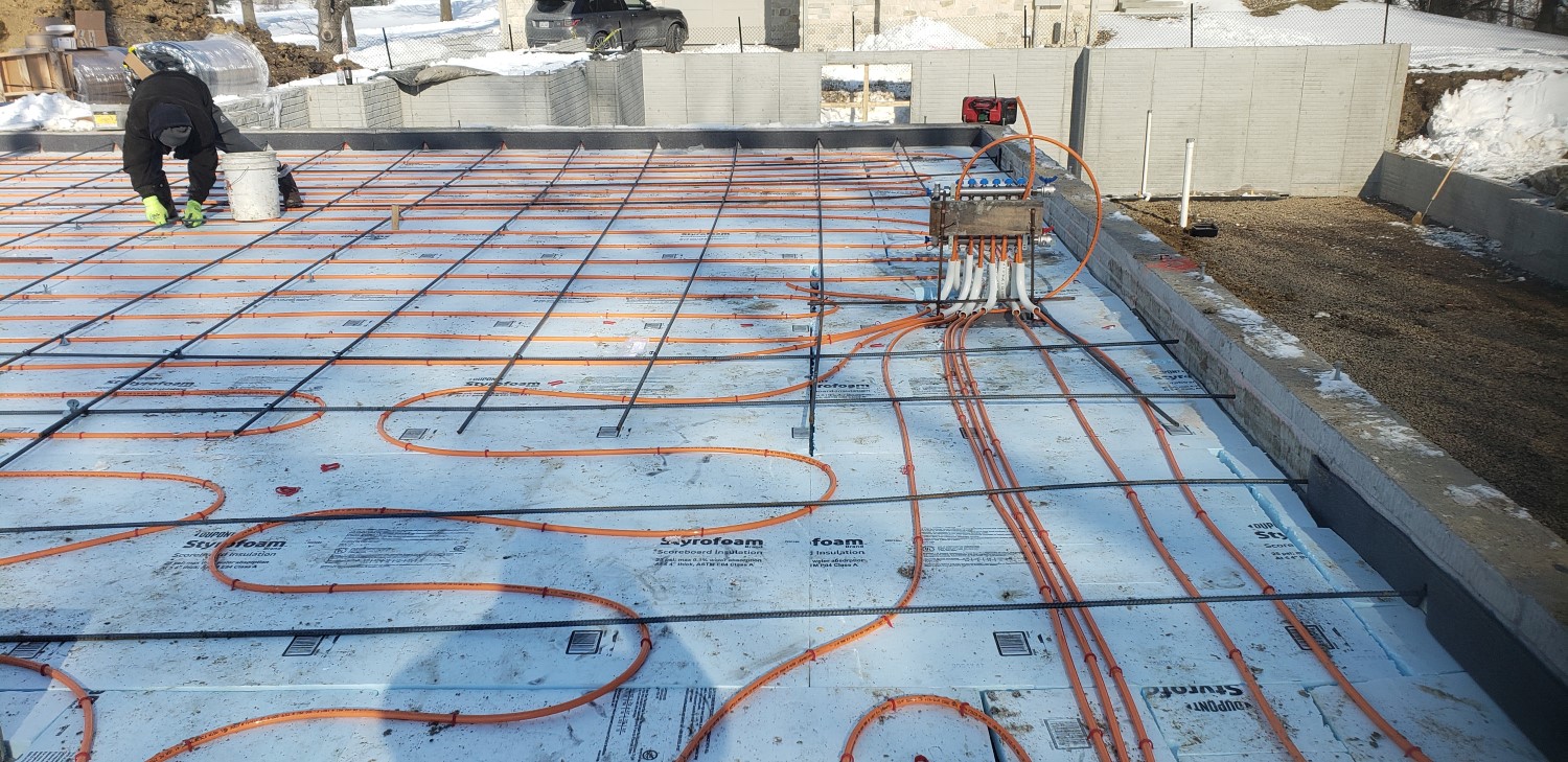 heat tubes in the concrete - Urbandale, Iowa - heated floor